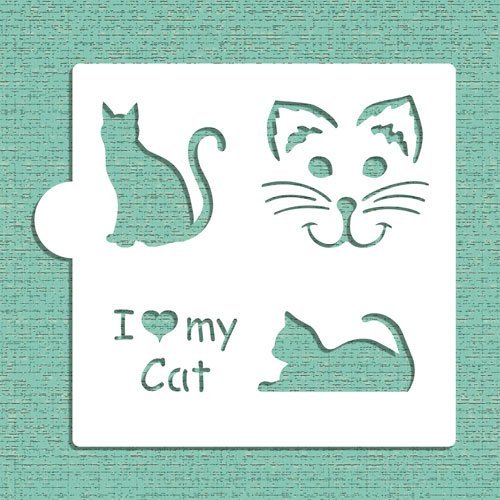 I Love My Cat Cookie and Craft Stencil CM028 by Designer Stencils