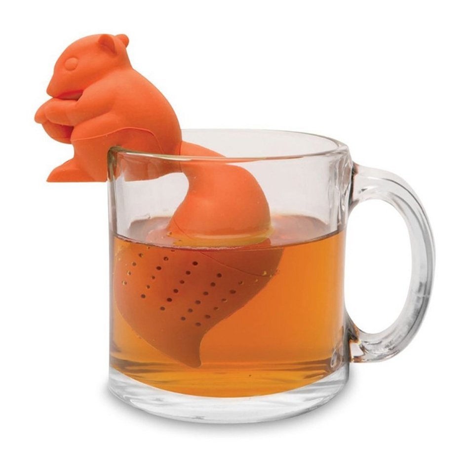 Kangnice&reg; Squirrel Tea Infuser Loose Leaf Strainer Herbal Spice Silicone Filter Diffuser (Orange)