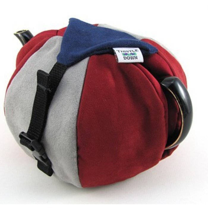 Tea Cozy for 40 Oz Teapot with Red Light Gray Blue Microsuede Made in the USA