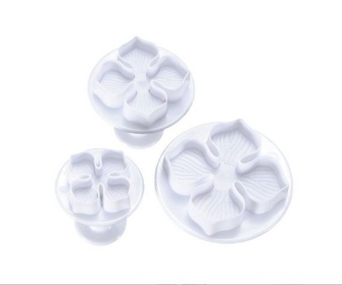 Autek 3pcs Hydrangea Veined Laurustinus Flower Cake Sugarcraft Fondant Plunger Cutters(3DMold-51)