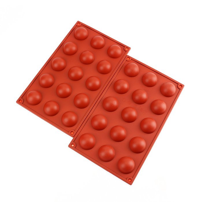 Fasmov 15-Cavity Silicone Mini Half Circle Chocolate, Candy,Gummy, Jelly Mold,Set of 2(Red) N3
