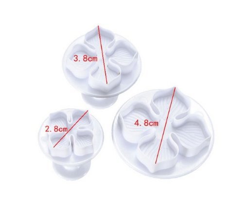 Autek 3pcs Hydrangea Veined Laurustinus Flower Cake Sugarcraft Fondant Plunger Cutters(3DMold-51) N2