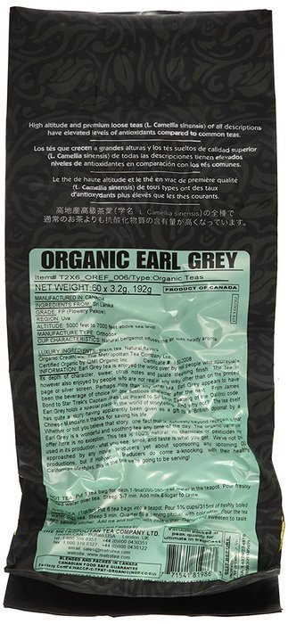 Metropolitan Tea 60 Count Classic Teabags, Organic Earl Grey Tea N5
