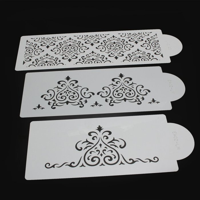 GogoForward 3Pcs Lace Flower Cake Fondant Stencil Cake Decorating Moulds N6
