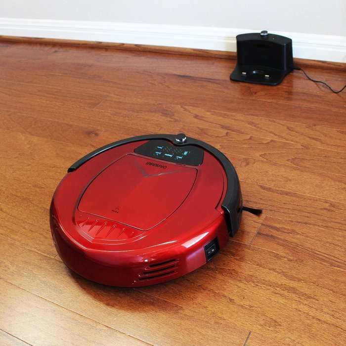 Infinuvo Hovo 650 Red Robotic Vacuum with HEPA Filter, UV Lamp, Home Base, Scheduler, Virtual Blocker & Water... N2
