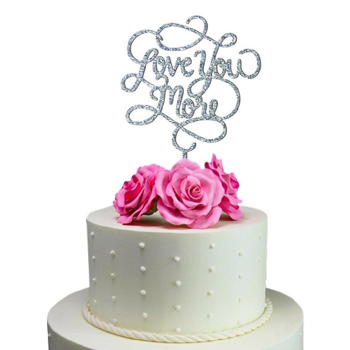 Sugar Yeti Made In USA Wedding Cake Topper Love You More #24 Gold Mirror N9