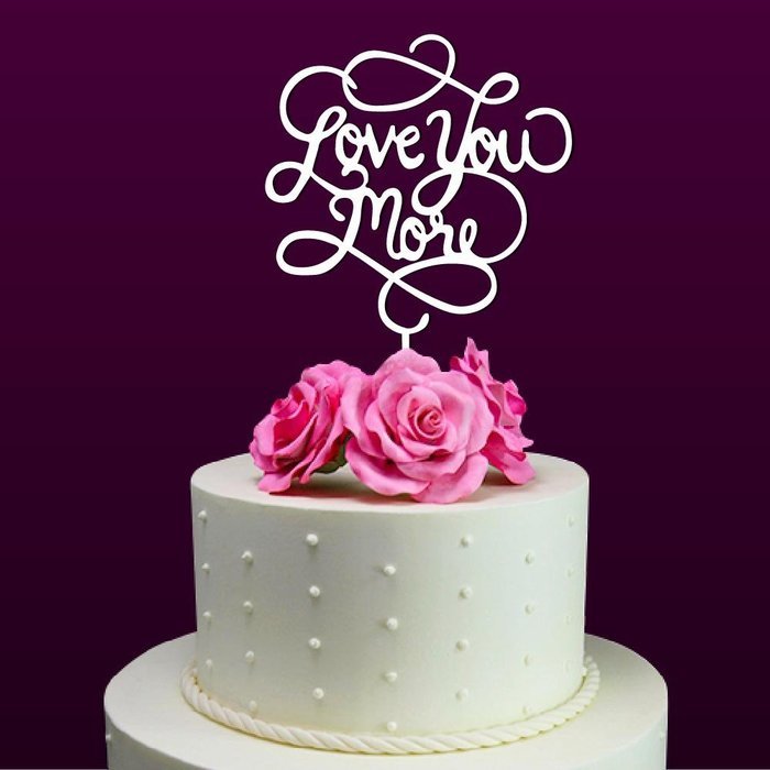Sugar Yeti Made In USA Wedding Cake Topper Love You More #24 Gold Mirror N12