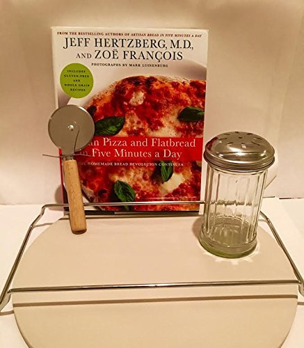 THE PERFECT PIZZA KIT: 5 PIECE PIZZA STONE/COOKBOOK/CHEESE SHAKER GIFT SET N4