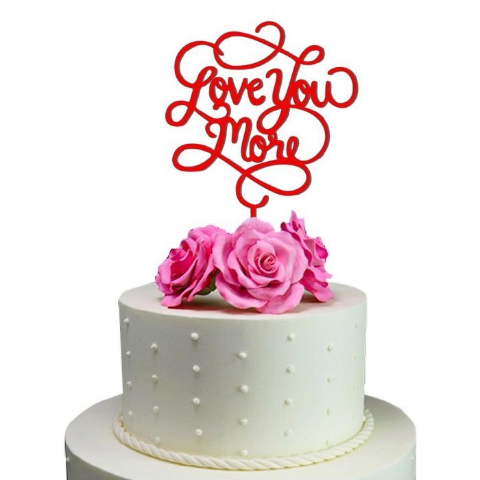 Sugar Yeti Made In USA Wedding Cake Topper Love You More #24 Gold Mirror N13