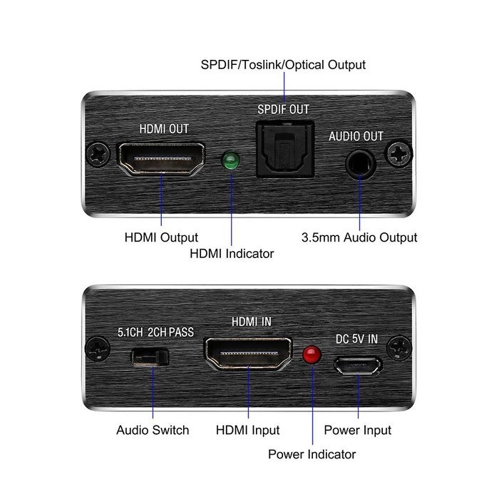 Tomsenn 4K x 2K HDMI Audio Extractor Converter HDMI to HDMI and Optical TOSLINK SPDIF + 3.5mm Stereo HDMI Audio... N3