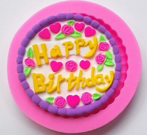 Baking Molds 3D Silicone Mould Cake Candy Pastry Tools Decorating Reusable Non-stick Happy Birthday Round Plaque... N4
