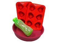 1 Piece Silicone Round Cake Pan Colour Red + 2 Piece Silicone 6-cup Heart Shape Muffin Cake Mould Colour Red +... N2