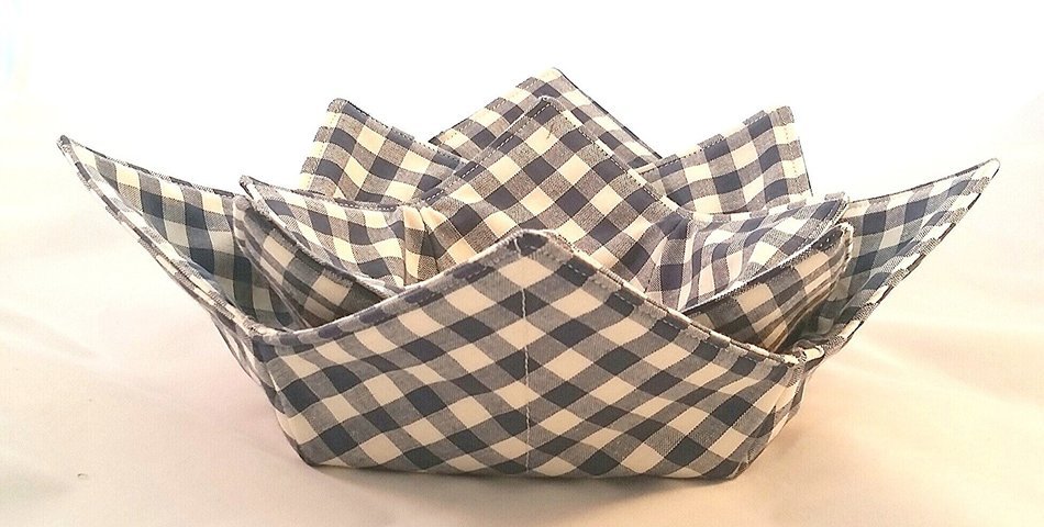 Microwave Bowl Cozy Soldier Blue Gingham 3 pc. Set N2