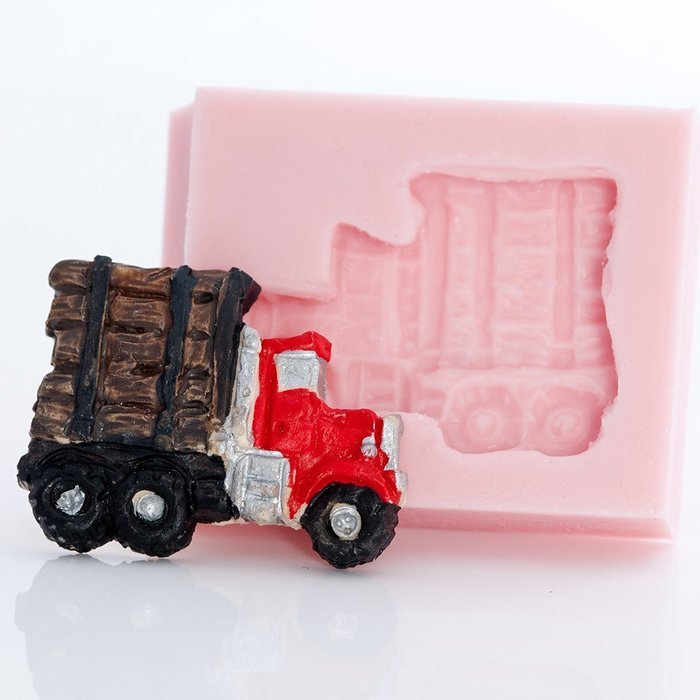 Small Log Truck Silicone Mold Food Safe Fondant, Resin, Polymer Clay Mold. Flexible easy to use. Jewelry, Craft...