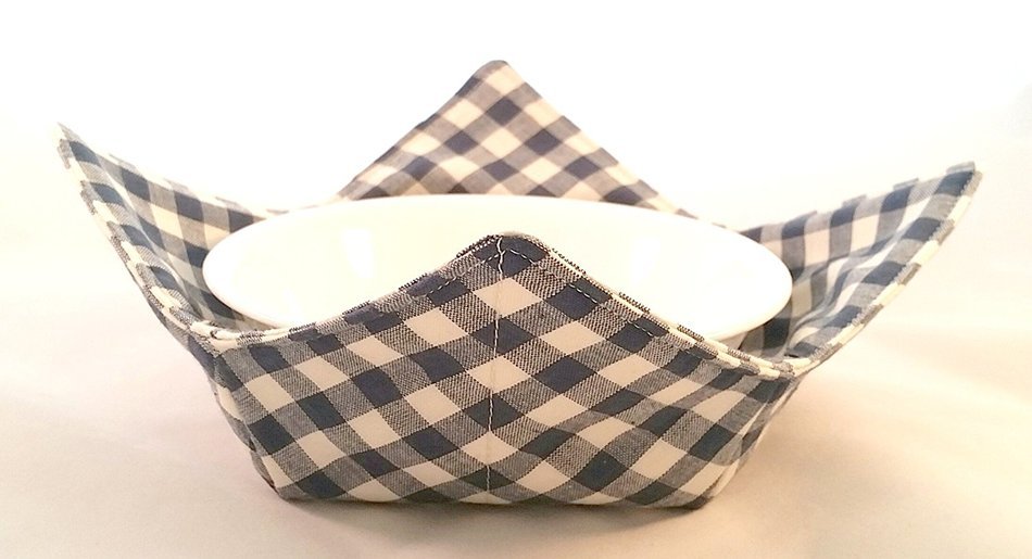 Microwave Bowl Cozy Soldier Blue Gingham 3 pc. Set N3
