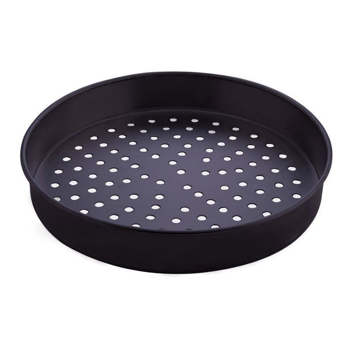 American Metalcraft HC4009P 9" x 1" Perforated Hard Coat Anodized Aluminum Straight Sided Pizza Pan