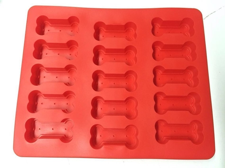 Mobi Kitchen Dog Treats Silicone Cookie Cake Pan Mold - Set of 2 - Bone-Shaped and Paw Prints