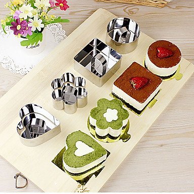 Sher 3''Mousse Tool Set of Round Mousse Ring with Push Handle Cheese Cake Mold Stainless Steel N3