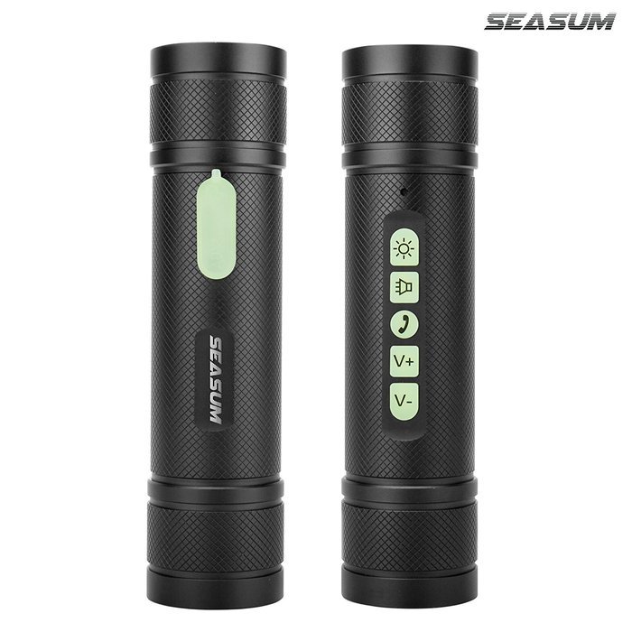 Bicycle bluetooth speakers - wireless speaker with led flashlight and 5200mAh power bank by SEASUM - waterproof... N2
