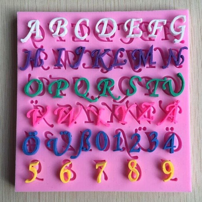 Karen Baking English Letters And Numbers Shape 3D Silicone Cake Mold For Cake Fondant Decorating N3
