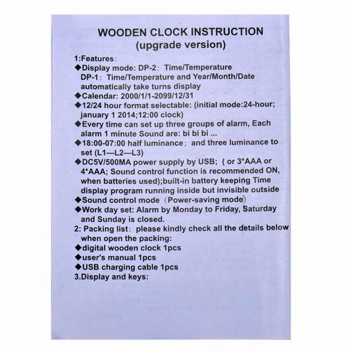 DZT1968 Wooden LED Electronic Desktop Digital Alarm Clock With Temperature N7