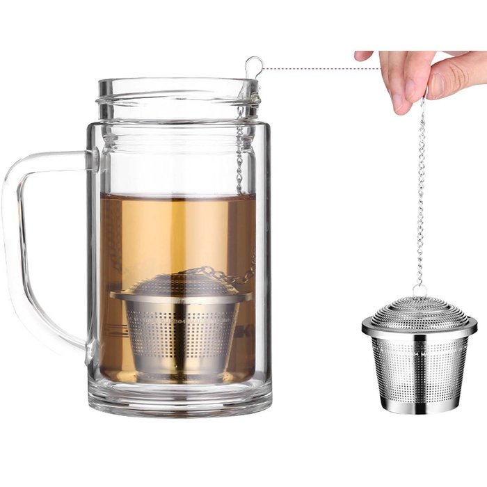 Gosear 2 PCS Stainless Steel Loose Tea Interval Strainer Tea Infuser N4