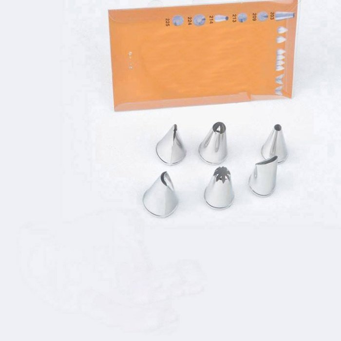 Stainless Steel 6 Pcs Cake Nozzle + Cloth Pastry Bag free image download