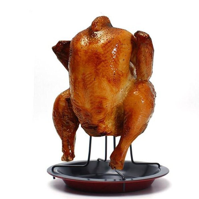 Chicken Roaster Rack With Bowl Tin Non-stick Cooking Tools Baking Pan Barbecue Grilling BBQ Accessories