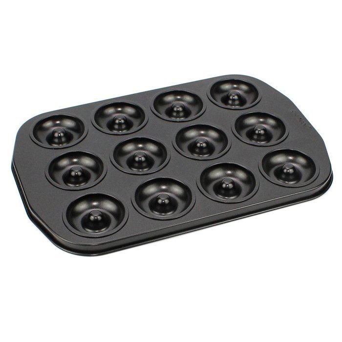 Ezeso 12-Cavity Nonstick Cast Aluminum Donut Pan,Muffin Cups Cake Baking Ring Biscuit Mold N2