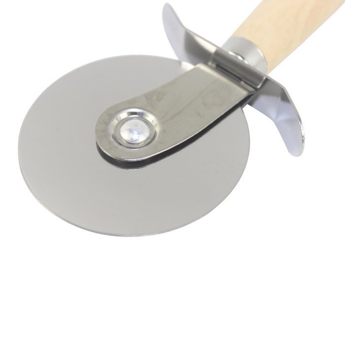 Dianoo Stainless Steel Pizza Cutter with Anti-Slip Hard Grip Wooden Handle - Pizza-Wheel, 3PCS, Silver