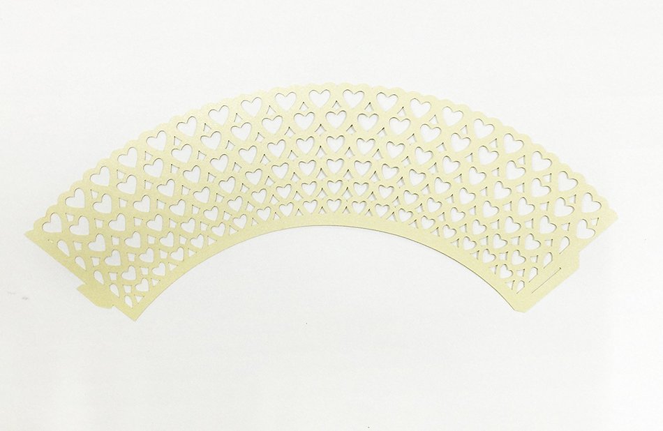 HUAL Cupcake Wrappers 50 Filigree Artistic Bake Cake Paper Cups Heart Lace Laser Cut Liner Baking Cup Muffin Case...