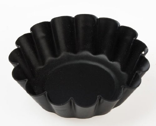 Set of 10 2-1/2" Black Metal Fluted Candle Pan Tart Mold N2
