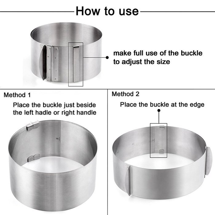KALREDE Stainless Steel Adjustable Circle Round Mousse Cake Ring Molds Baking Tools