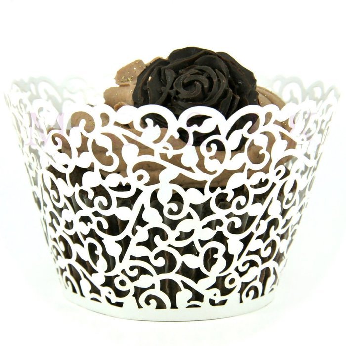 Cupcake Wrappers 100 Filigree Artistic Bake Cake Paper Cups Little Vine Lace Laser Cut Liner Baking Cup Muffin... N2