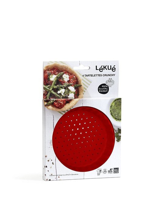 Lekue Perforated Tart Pan (Set of 4), Red