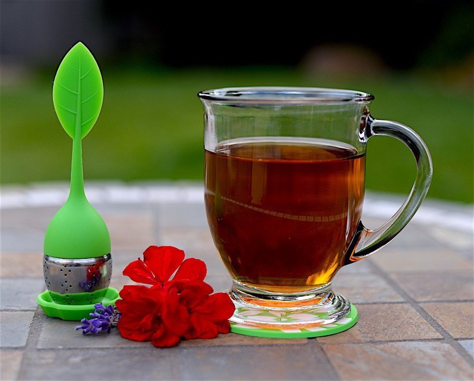Arome Loose Leaf Tea Infuser and Matching Beverage Coaster (Kelly Green) N6
