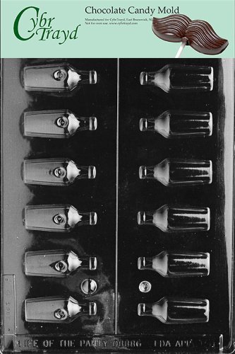 Cybrtrayd AO051 Liquor Bottles Chocolate Candy Mold with Exclusive Cybrtrayd Copyrighted Chocolate Molding Instructions