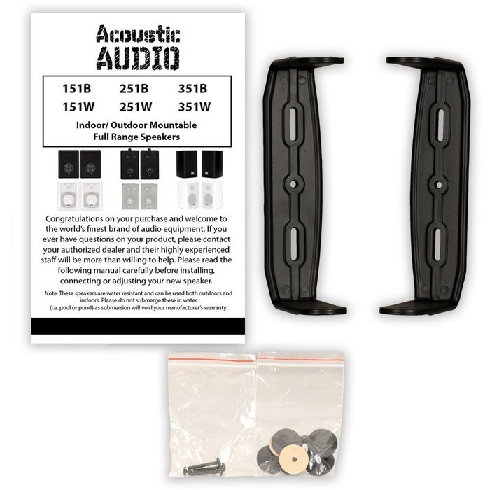 Acoustic Audio AA351B Indoor Outdoor 2 Way Black Speakers 2000 Watt 4 Pair Pack AA351B-4Pr N3