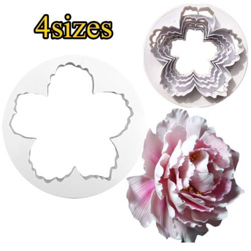 Anyana 4pcs Peony Petal Mold Flowers Sugarcraft Cake Decorating Cutter Various Sizes