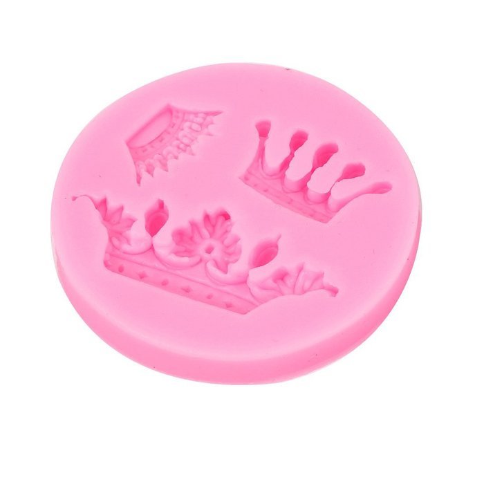 uxcell Crown Shape Silicone Cake Decorating Fondant Cookie Baking Mold Mould Mat,Pink N2