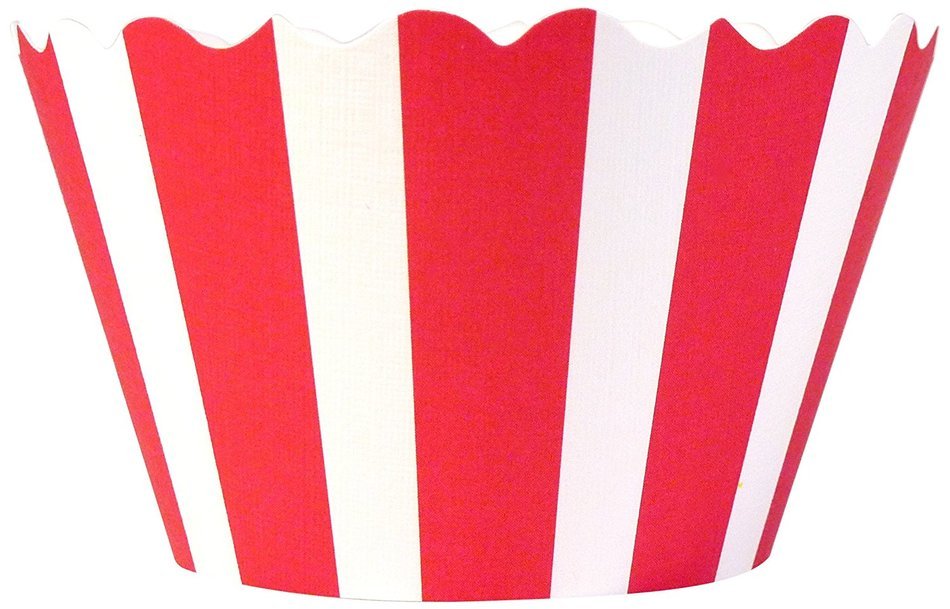 Bella Couture Audrey Stripes Cupcake Wrappers, Red/White N4