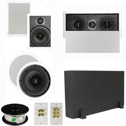 Theater Solutions 5.1 Home Theater 8" and 6.5" Speakers, Center, 8" Powered Sub and More TS6W8CL51SET1