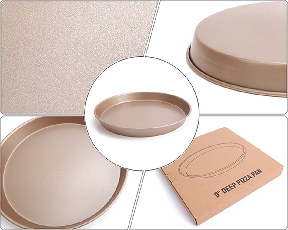 DarNio Chefmade 3 layer Non Stick surface, Champagne Gold Color,Excellent Heat Conduction 9-Inch Deep Dish Pizza... N2