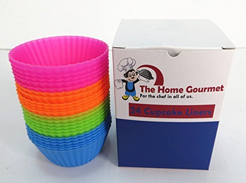 The Home Gourmet Silicone Baking Cups / Cupcake Liners - 24-Pack - Lifetime Guarantee N6