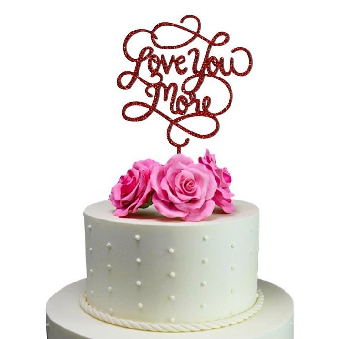 Sugar Yeti Made In USA Wedding Cake Topper Love You More #24 Gold Mirror N15