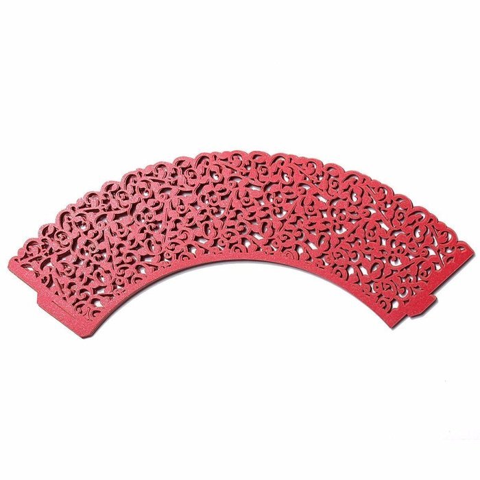 KKwell 100pcs Filigree Vine leaves Laser Hollow Edge Baking Cake Cups Birthday Party (Red)
