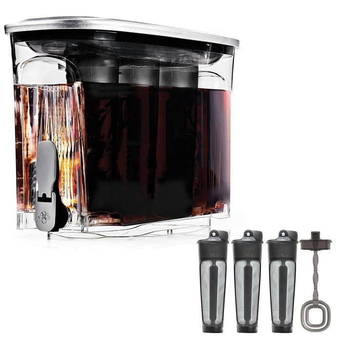 Primula Cold Brew Coffee Maker Dispenser, 2.5 gallon/9.5 L, Brushed Silver N2