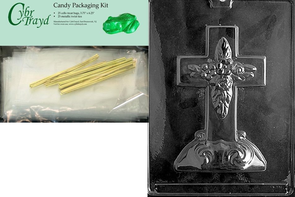 Cybrtrayd R025 Large Cross with Base Chocolate Candy Mold with Exclusive Cybrtrayd Copyrighted Chocolate Molding... N2