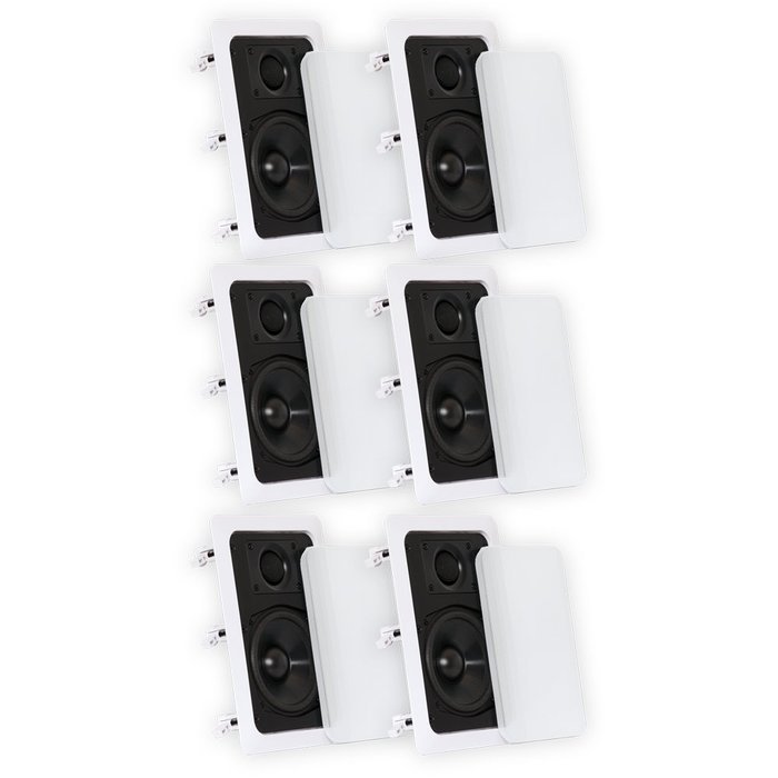 Theater Solutions CS5W In Wall Speakers Surround Sound Home Theater 3 Pair Pack 3CS5W