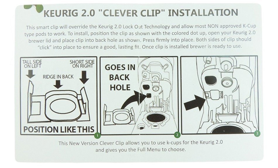 Freedom Clip {Clever Clip} 2.0 for Keurig K-cup Machines - Brew Any K-cup in Your 2.0 Keurig Works in All 2.0... N2
